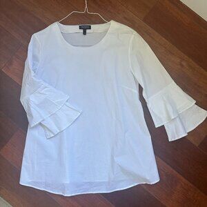 A Pea in the Pod Classic White Flounce Sleeve Blouse